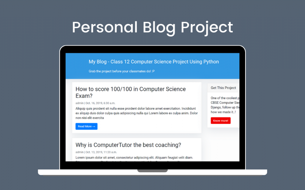 personal blog class 12 computer science project